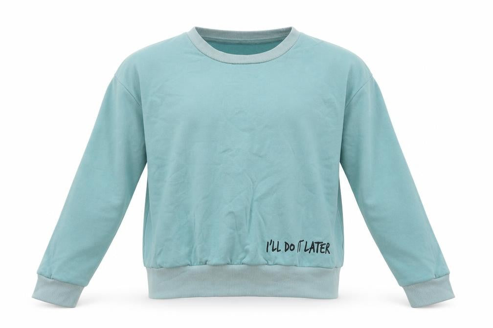 Marks & Spencer Girls Blue  Cotton Basic Casual Size 10-11 Years Crew Neck Pullover - ill do it later