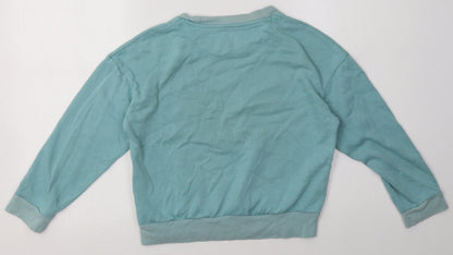 Marks & Spencer Girls Blue  Cotton Basic Casual Size 10-11 Years Crew Neck Pullover - ill do it later
