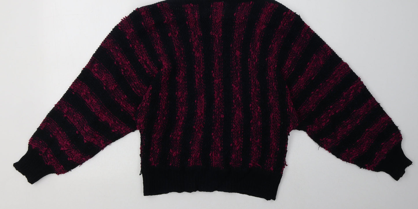 Tigi Womens Purple Striped Acrylic Pullover Sweatshirt One Size  Pullover