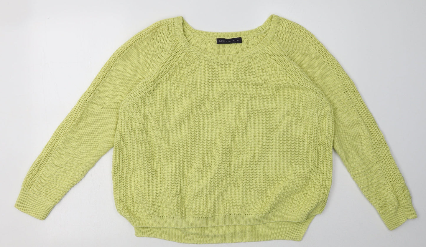 Marks and Spencer Womens Yellow  Cotton Pullover Sweatshirt Size 16  Pullover