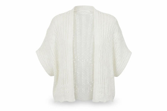 George Womens White V-Neck Geometric Acrylic Cardigan Jumper Size XS