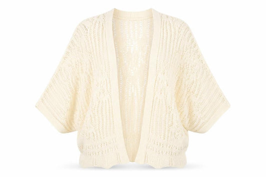 George Womens Beige V-Neck Geometric Acrylic Cardigan Jumper Size S