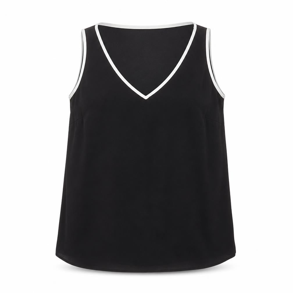 Marks & Spencer Womens Black  Polyester Basic Blouse Size 14 V-Neck