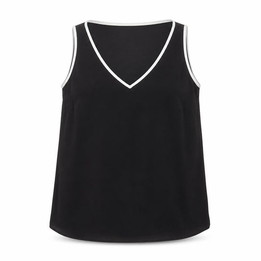 Marks and Spencer Womens Black  Polyester Basic Blouse Size 14 V-Neck