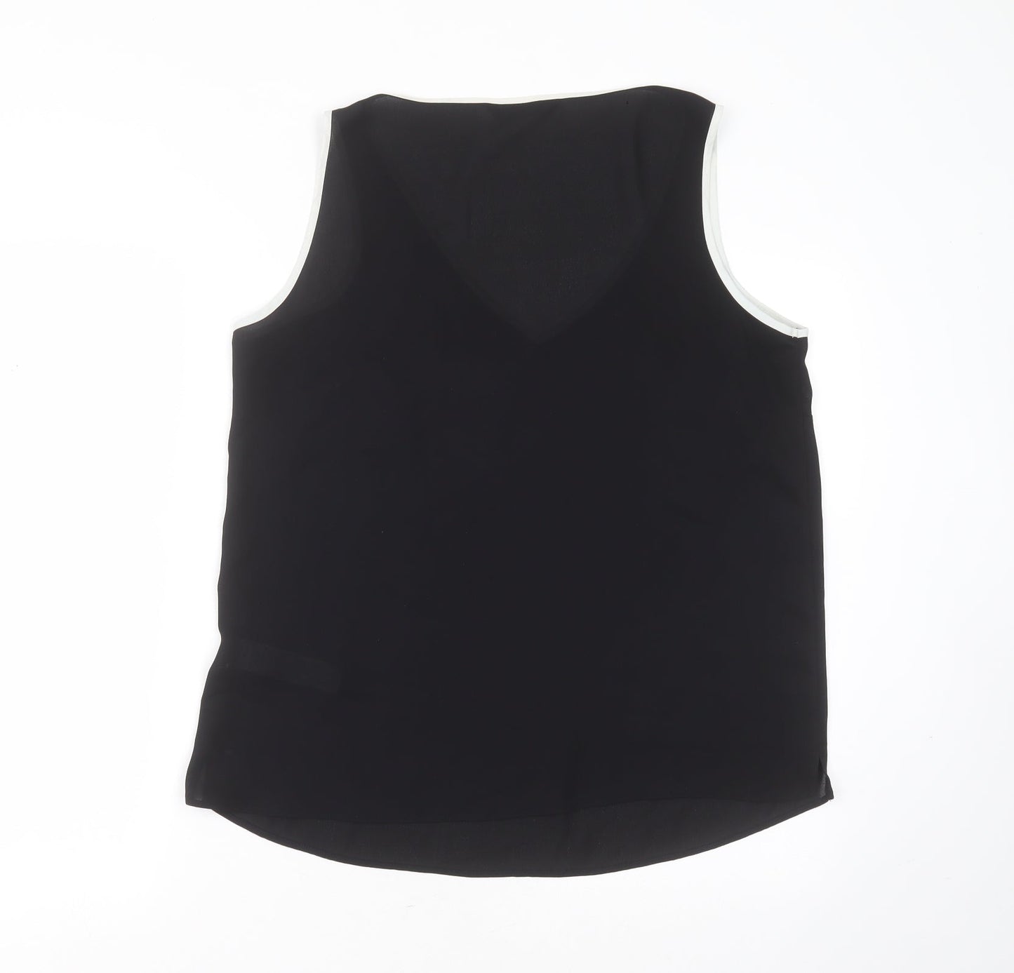 Marks and Spencer Womens Black  Polyester Basic Blouse Size 14 V-Neck