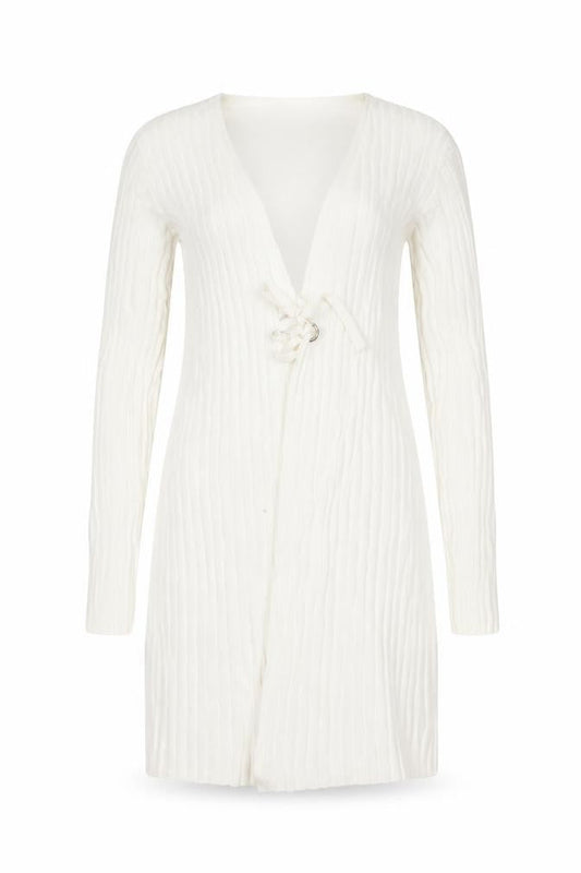 Next Womens Ivory V-Neck Striped Cotton Cardigan Jumper Size 10