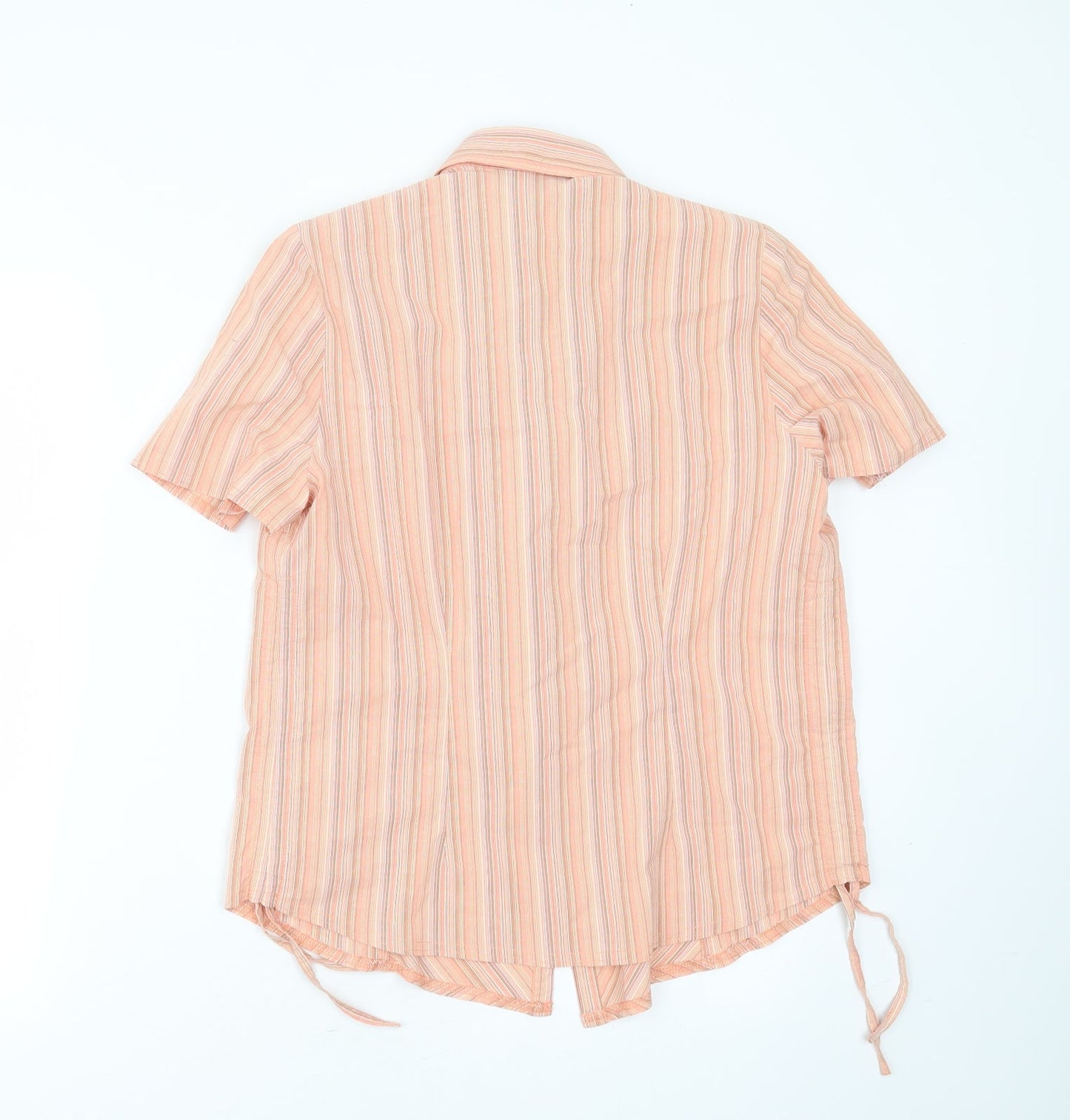 Seven Womens Orange Striped Cotton Basic Button-Up Size 16 Collared