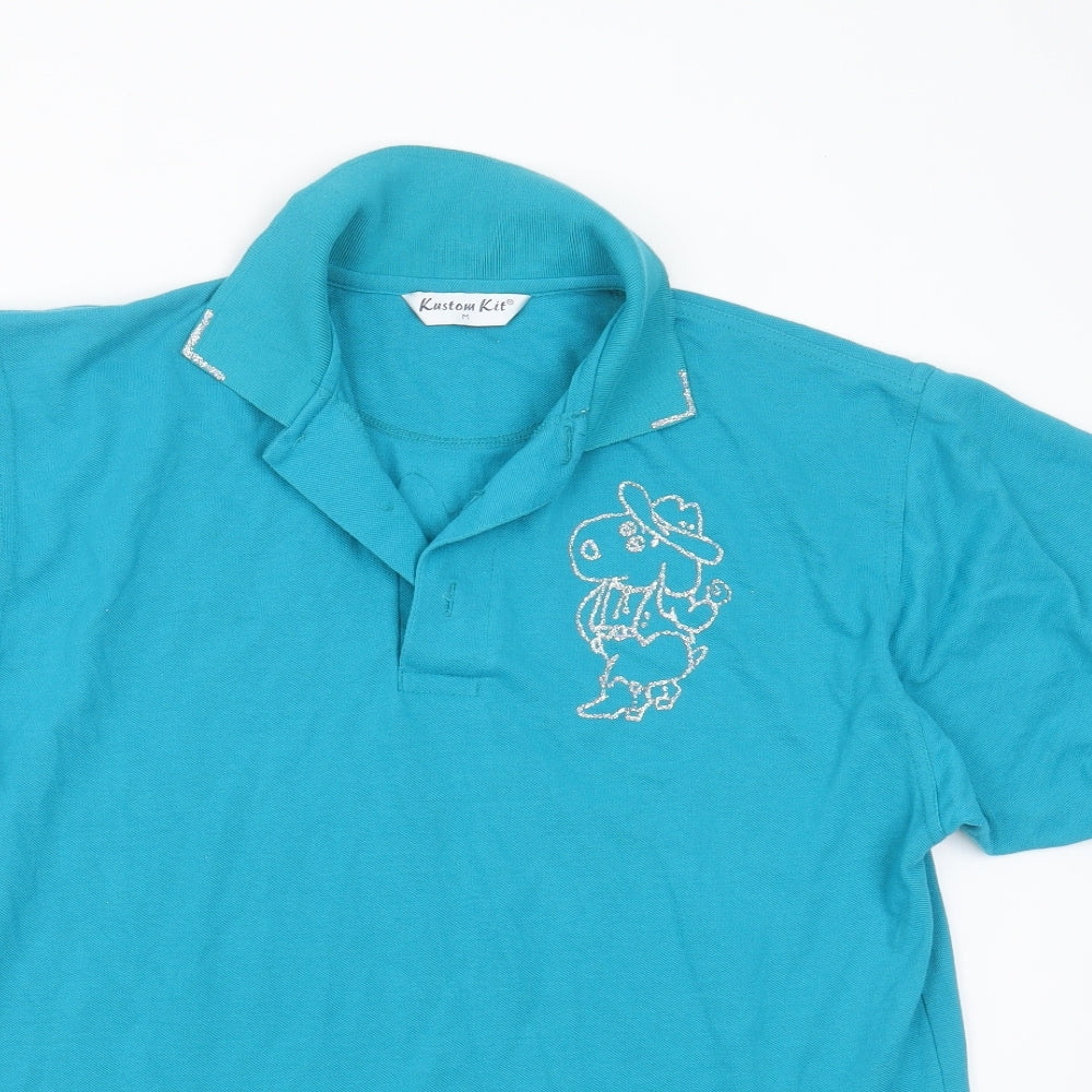 Kustom Kit Womens Blue  Cotton Basic Polo Size M Collared - dog