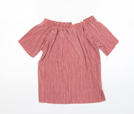 F&F Womens Pink  Polyester Basic Blouse Size S Boat Neck