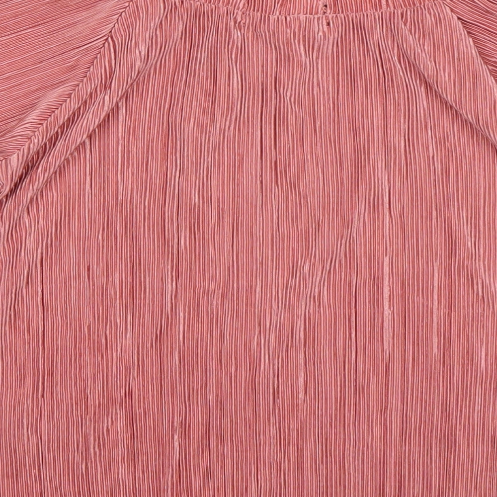 F&F Womens Pink  Polyester Basic Blouse Size S Boat Neck