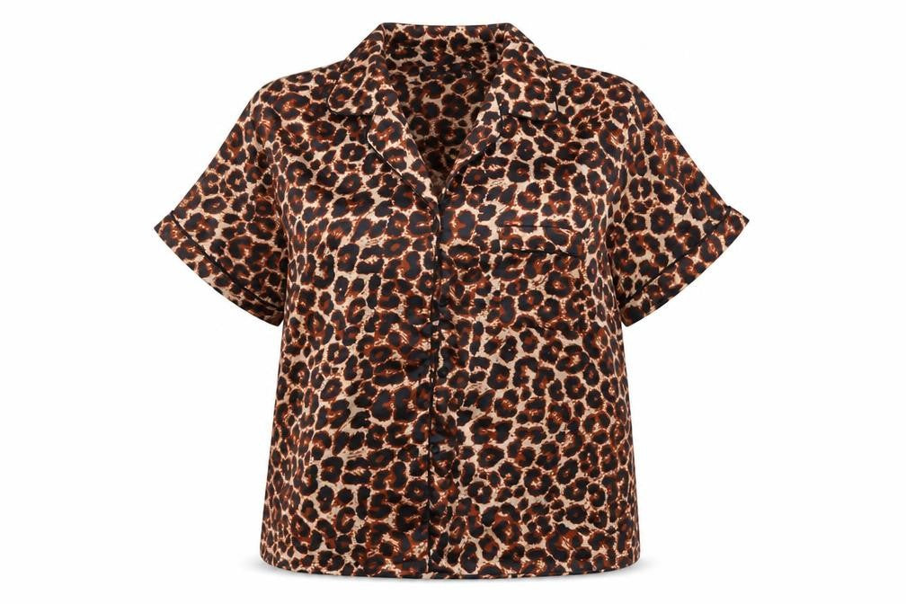 PRETTYLITTLETHING Womens Multicoloured Animal Print Polyester Basic Button-Up Size 14 Collared