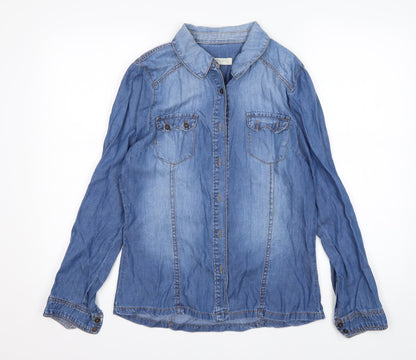 suitbelanco Womens Blue   Basic Button-Up Size S Collared
