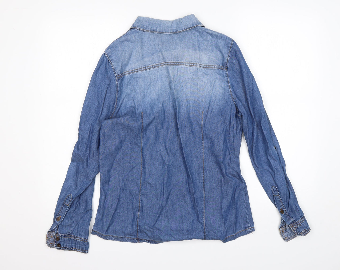 suitbelanco Womens Blue   Basic Button-Up Size S Collared