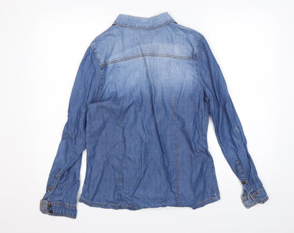 suitbelanco Womens Blue   Basic Button-Up Size S Collared