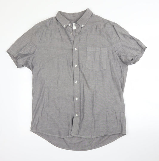 Burton  Mens Grey  Cotton  Button-Up Size L Collared Button