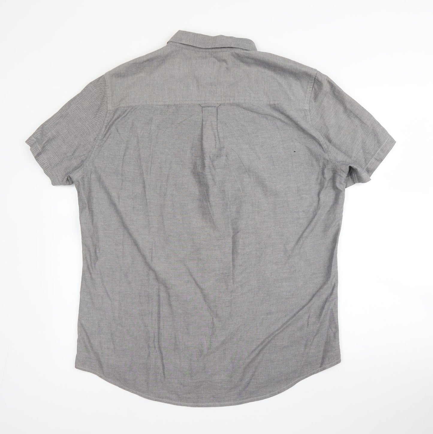 Burton  Mens Grey  Cotton  Button-Up Size L Collared Button