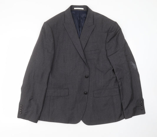 Marks and Spencer Mens Grey Herringbone Wool Jacket Suit Jacket Size 44