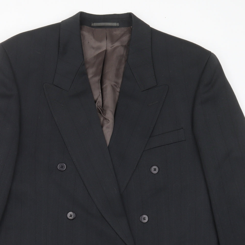 russell irving Mens Grey Striped Polyester Jacket Suit Jacket Size 44