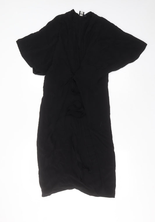 ASOS Womens Black  Viscose Shift  Size 8  V-Neck  - tie Front Detail