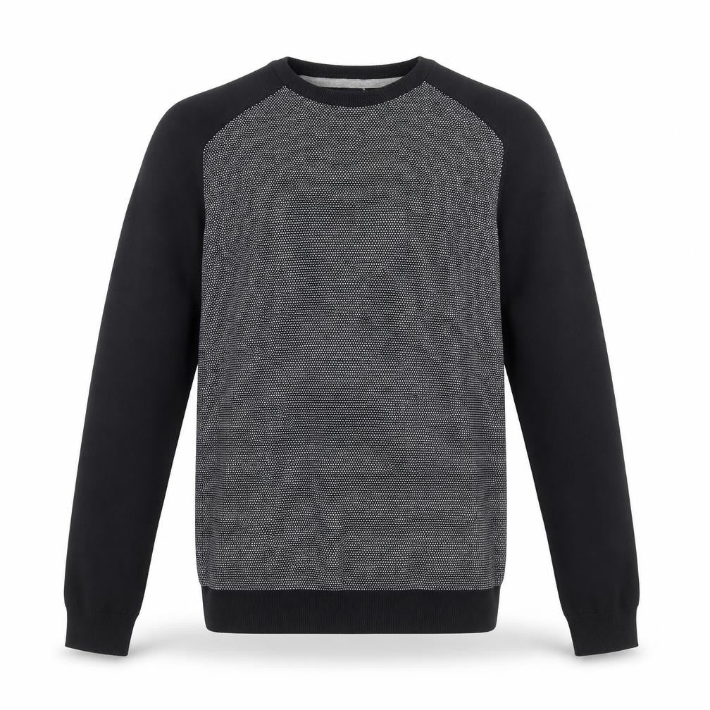 Easy Mens Blue Round Neck Geometric Cotton Pullover Jumper Size L