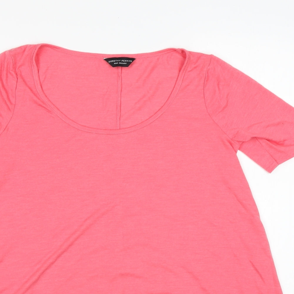 Dorothy Perkins Womens Pink  Polyester Basic T-Shirt Size 10 Round Neck