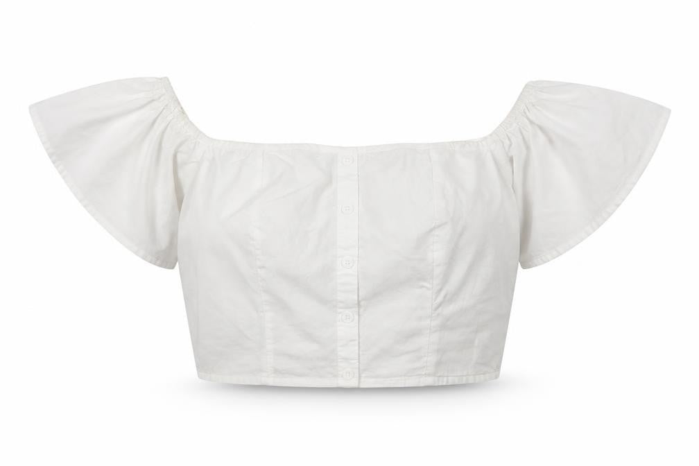 Missguided Womens White  Cotton Cropped Blouse Size 10 Boat Neck
