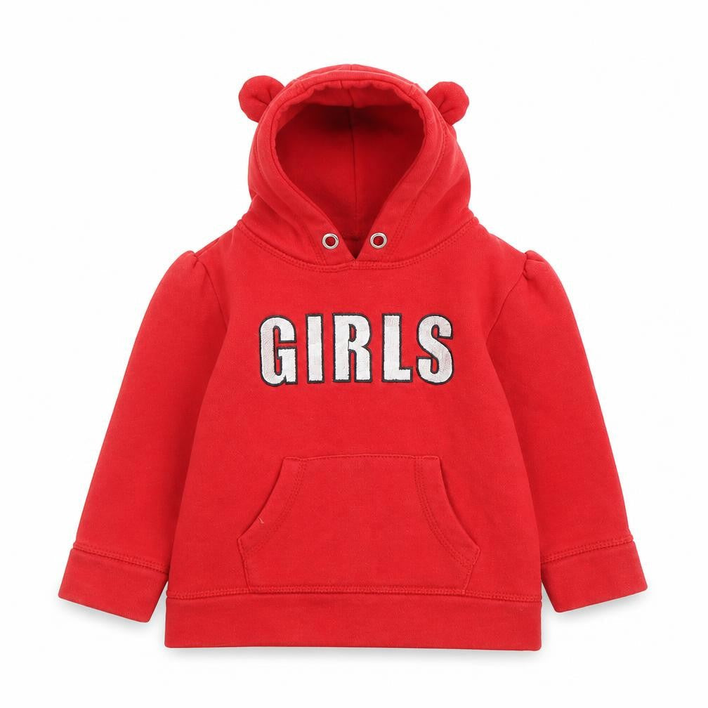 Preworn Girls Red  Cotton Pullover Hoodie Size 2-3 Years