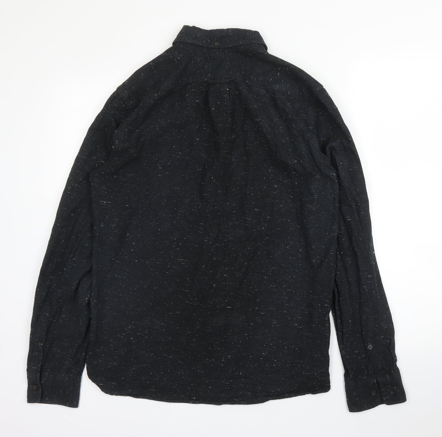 H&M Mens Black  Cotton  Button-Up Size S Collared Button
