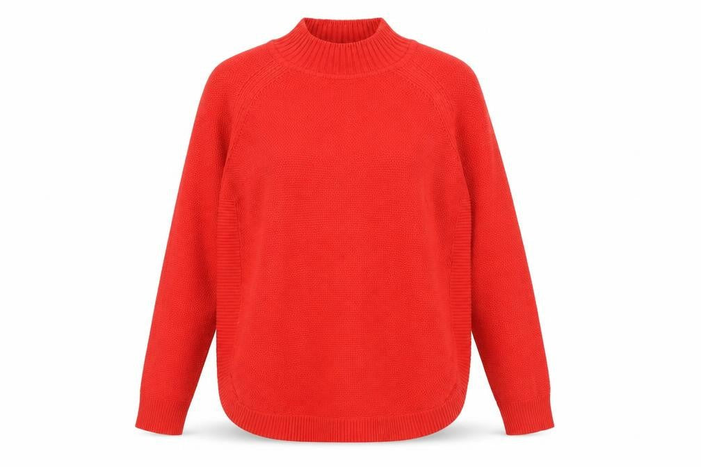 Warehouse Womens Red Mock Neck  Acrylic Pullover Jumper Size 10