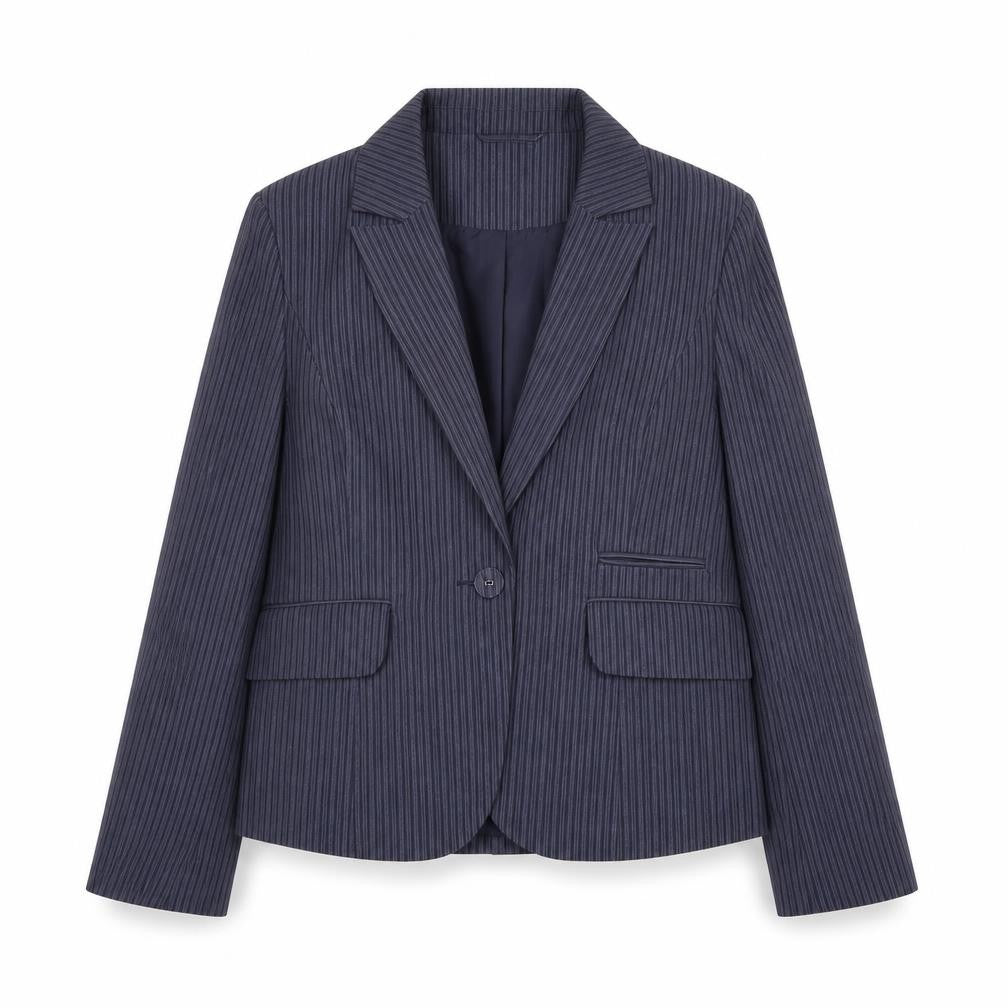 Primark Womens Blue Striped Cotton Jacket Blazer Size 14