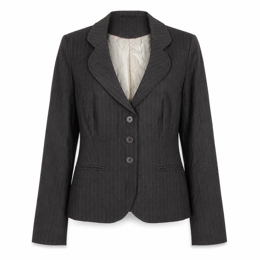 George Womens Brown Striped Vinyl Jacket Blazer Size 14