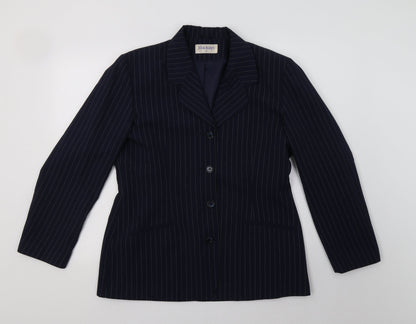 Mackays Womens Blue Striped Jacket Blazer Button Size 14