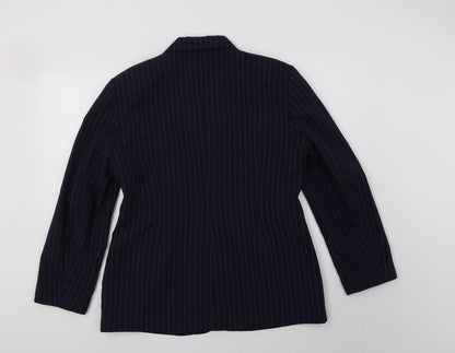 Mackays Womens Blue Striped Jacket Blazer Button Size 14