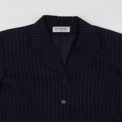 Mackays Womens Blue Striped Jacket Blazer Button Size 14