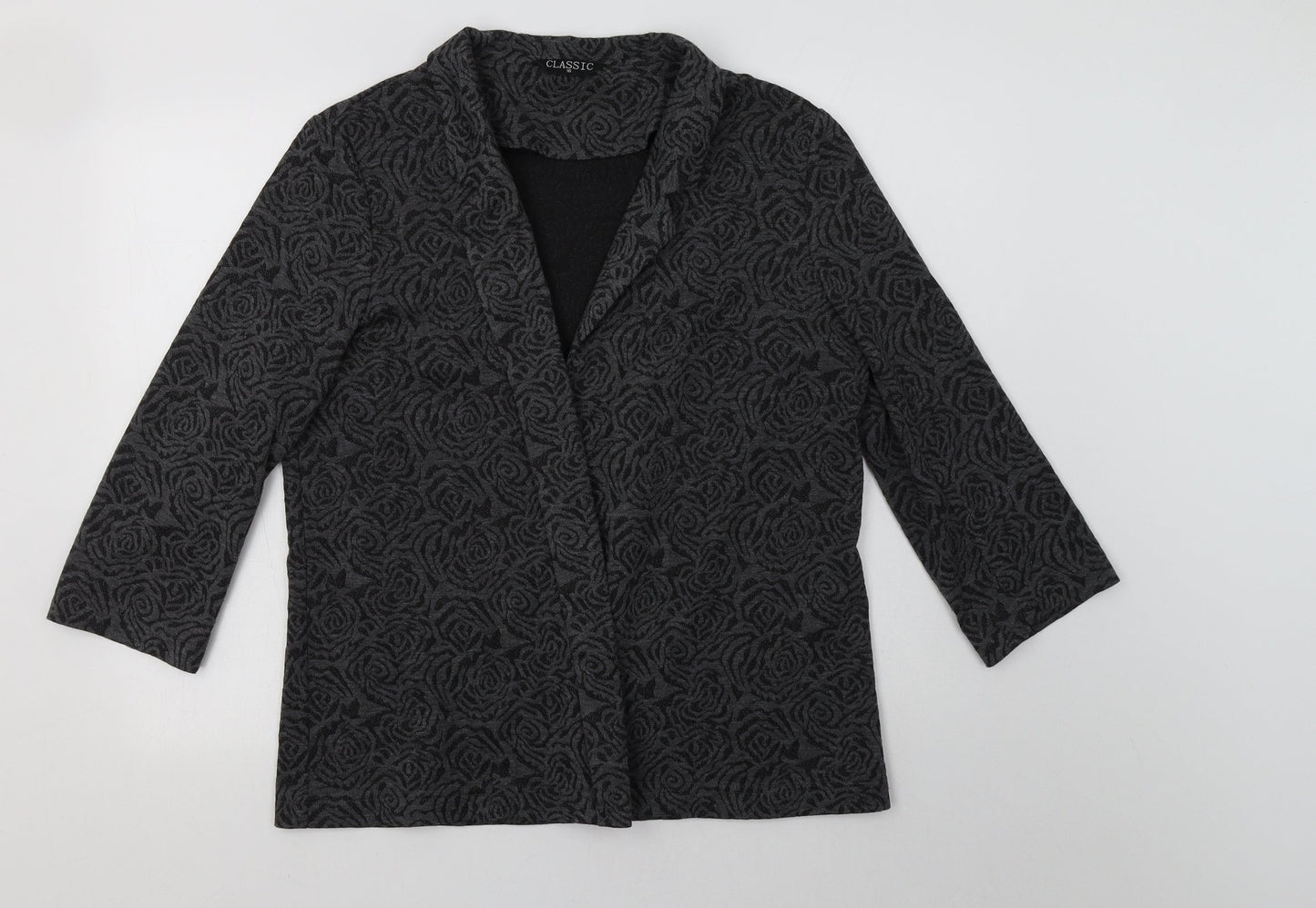 Classic Womens Grey Floral  Jacket Blazer Size 16