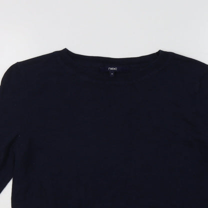 Next Womens Blue Crew Neck  Cotton Pullover Jumper Size 10