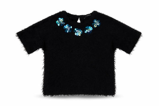 George Girls Black Crew Neck  Polyester Pullover Jumper Size 6-7 Years  Button