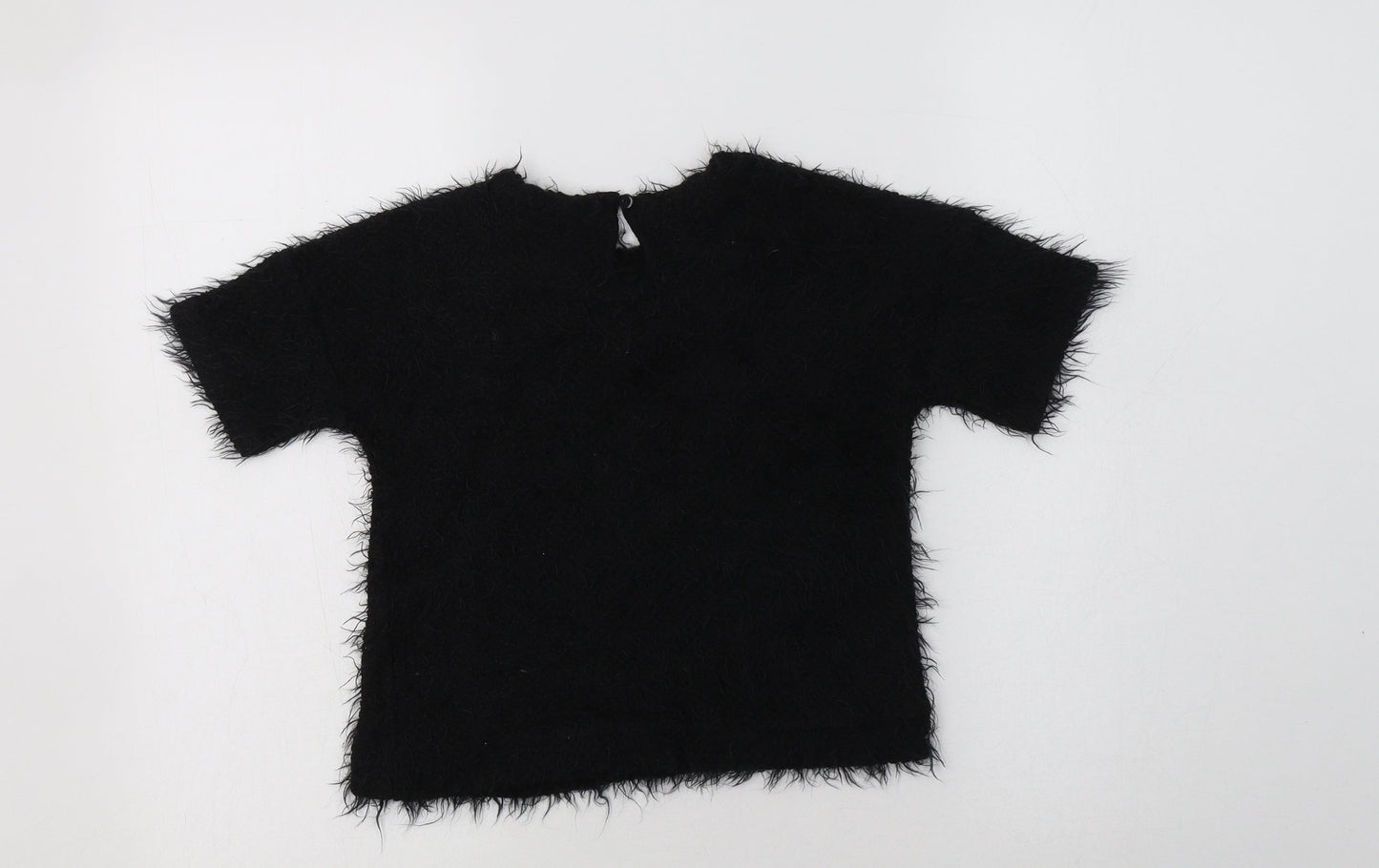 George Girls Black Crew Neck  Polyester Pullover Jumper Size 6-7 Years  Button