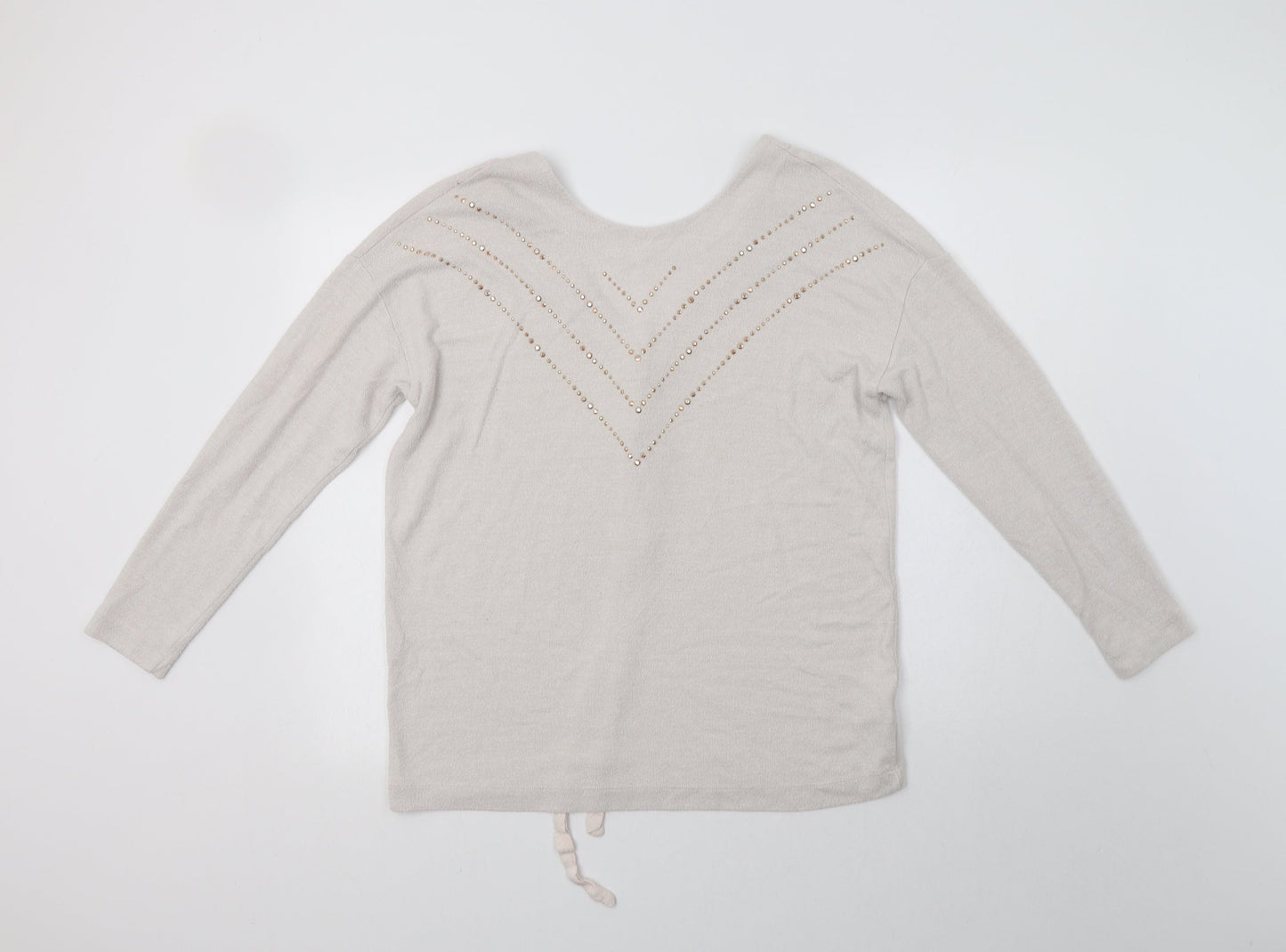 NEXT Womens Beige V-Neck  Viscose Pullover Jumper Size 8