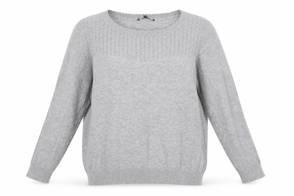 Laura As Womens Grey Round Neck  Cotton Pullover Jumper Size 16
