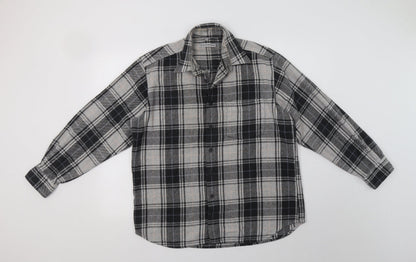 Le Frog Mens Grey Check   Button-Up Size M Collared Button