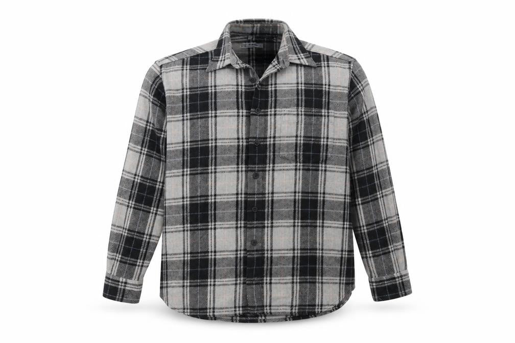 Le Frog Mens Grey Check   Button-Up Size M Collared Button