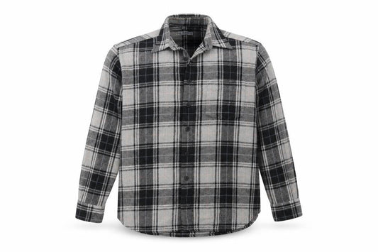Le Frog Mens Grey Check   Button-Up Size M Collared Button
