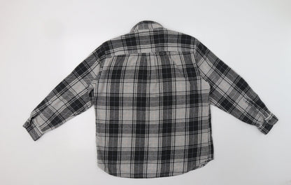 Le Frog Mens Grey Check   Button-Up Size M Collared Button