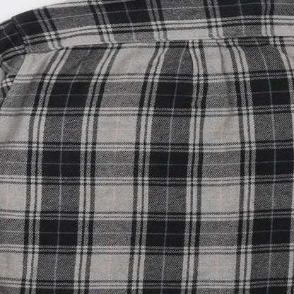 Le Frog Mens Grey Check   Button-Up Size M Collared Button