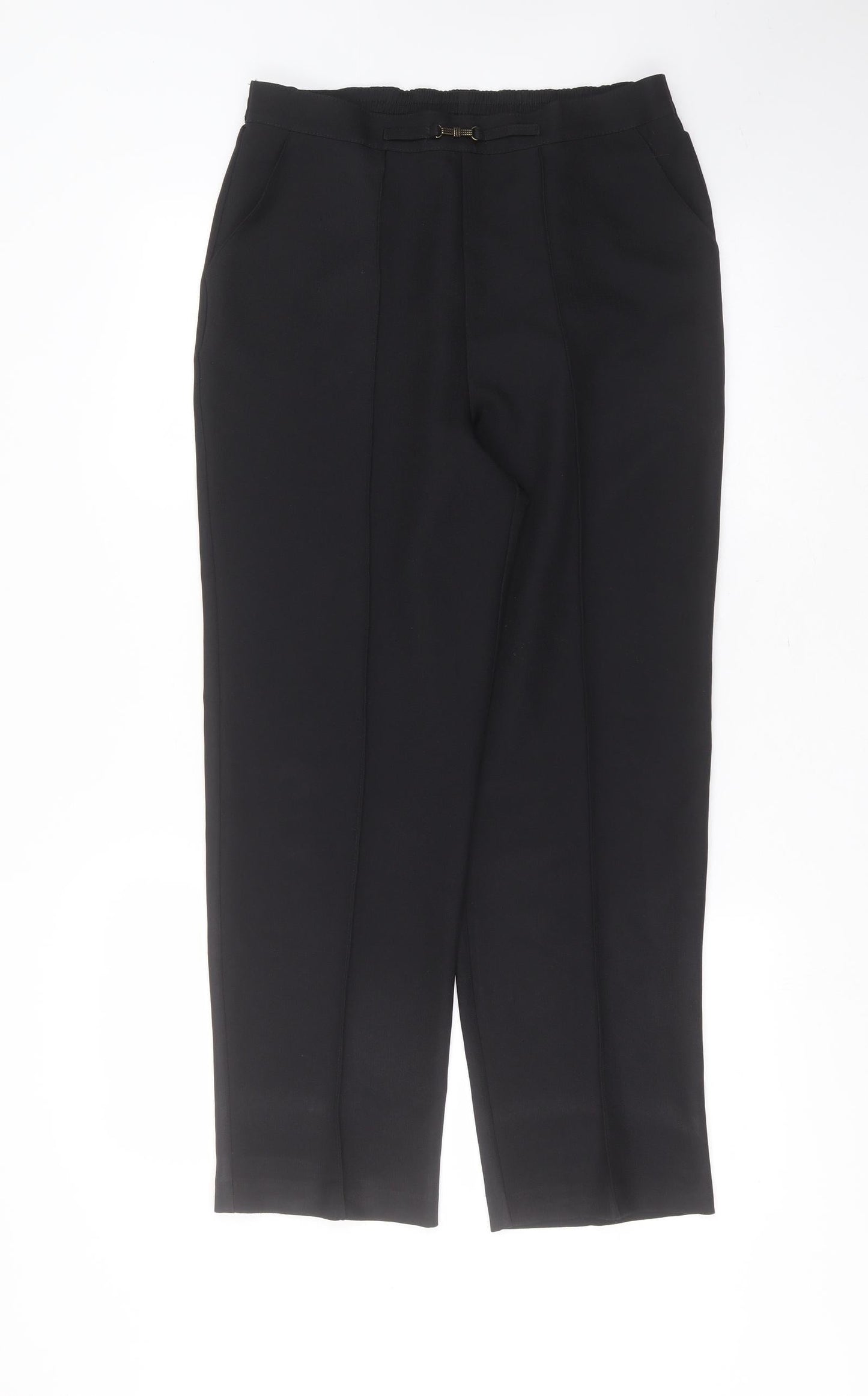Papaya Womens Black Herringbone Polyester Trousers  Size 10 L27 in Regular