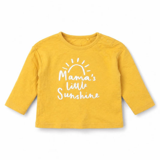 Tu Baby Yellow  Cotton Basic T-Shirt Size 0-3 Months Round Neck  - mamas little sunshine