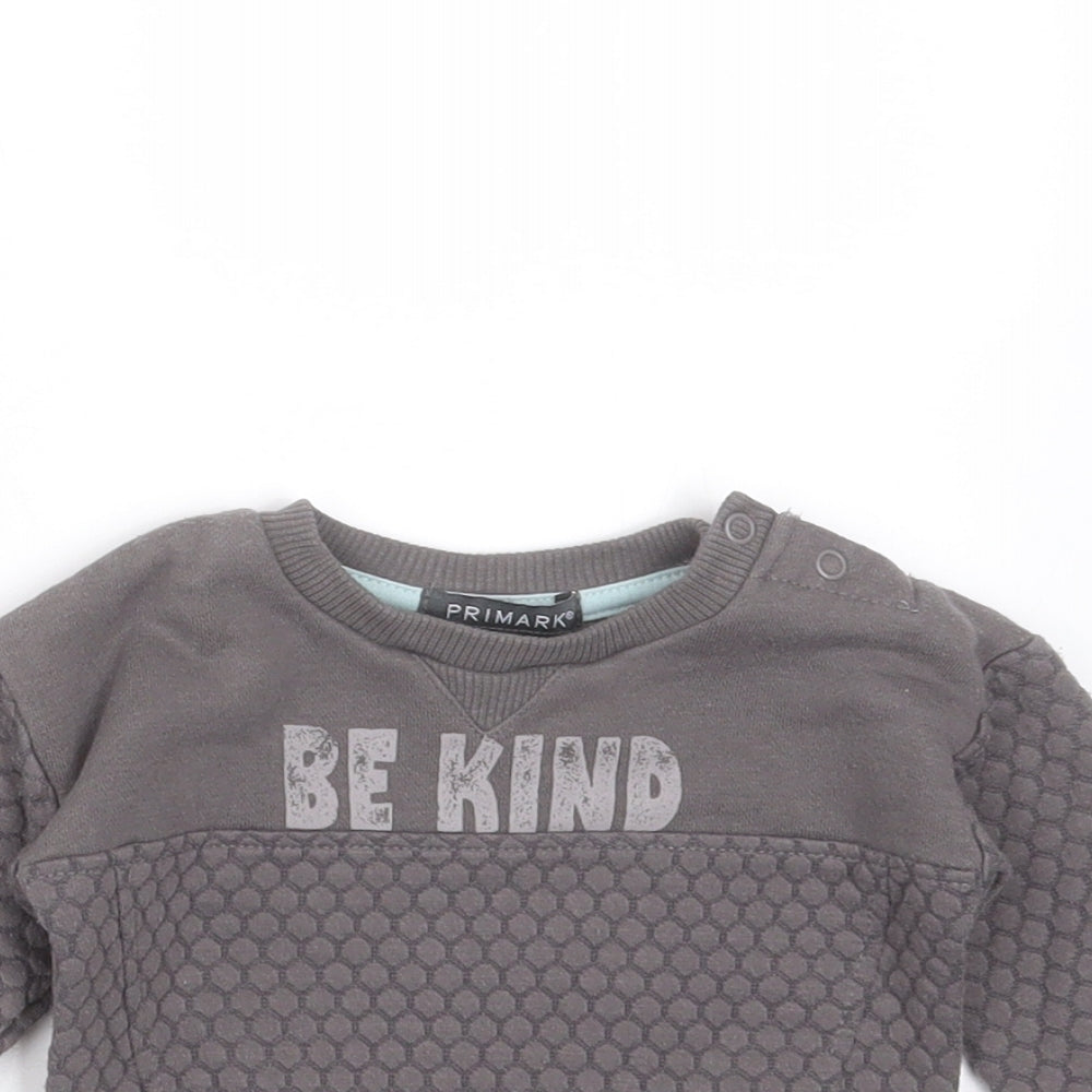 Primark Baby Grey Geometric Cotton Pullover Jumper Size 0-3 Months   - be kind