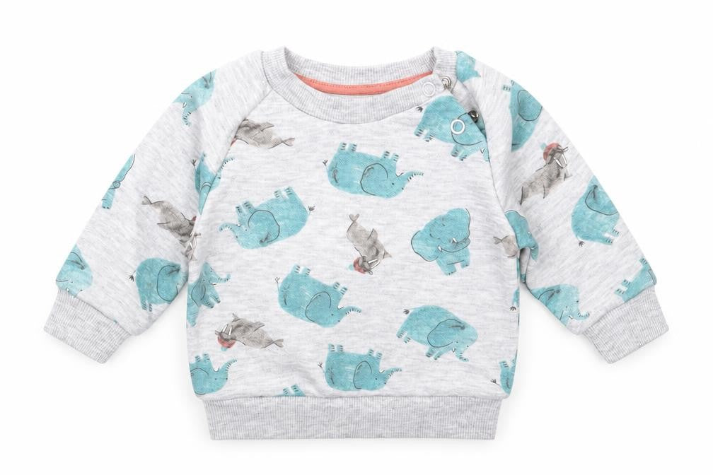 Primark Baby Grey  Cotton Pullover Jumper Size 0-3 Months   - elephant print