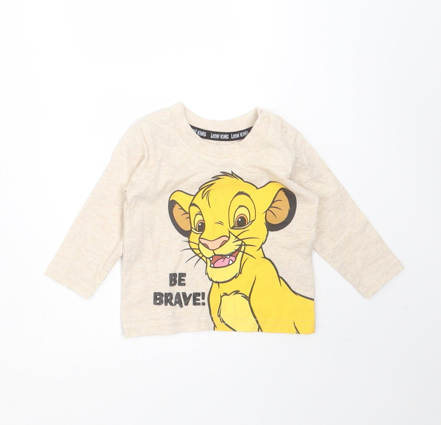 Primark Baby Beige  Cotton Basic T-Shirt Size 0-3 Months Round Neck  - Simba Lion King